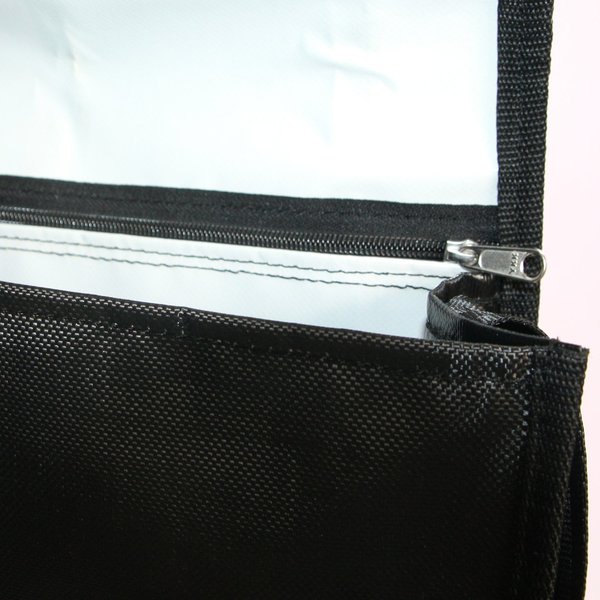Unikat- Umhängetasche aus Postsack - Motiv Logo - Farbe Grau - Größe Medium